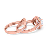 Two Piece Round Natural Stone Bridal Ring