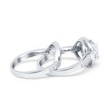 Two Piece Round Natural Stone Bridal Ring