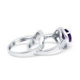 Two Piece Round Natural Stone Bridal Ring
