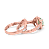 Two Piece Round Natural Stone Bridal Ring