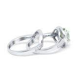 Two Piece Round Natural Stone Bridal Ring