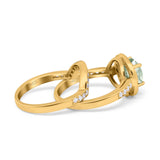 Two Piece Round Natural Stone Bridal Ring