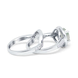 Two Piece Round Natural Stone Bridal Ring
