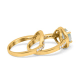 Two Piece Round Natural Stone Bridal Ring