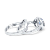 Two Piece Round Natural Stone Bridal Ring