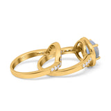 Two Piece Round Natural Stone Bridal Ring