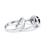 Two Piece Round Natural Stone Bridal Ring
