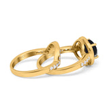 Two Piece Round Natural Stone Bridal Ring