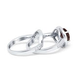 Two Piece Round Natural Stone Bridal Ring
