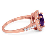 Vintage Style Round Natural Stone Halo Ring