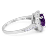 Vintage Style Round Natural Stone Halo Ring