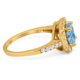 Vintage Style Round Natural Stone Halo Ring