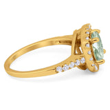 Vintage Style Round Natural Stone Halo Ring