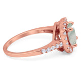 Vintage Style Round Natural Stone Halo Ring