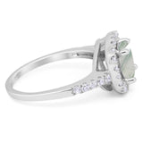 Vintage Style Round Natural Stone Halo Ring