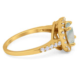 Vintage Style Round Natural Stone Halo Ring