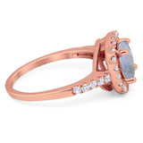 Vintage Style Round Natural Stone Halo Ring