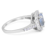 Vintage Style Round Natural Stone Halo Ring