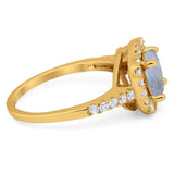 Vintage Style Round Natural Stone Halo Ring