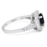 Vintage Style Round Natural Stone Halo Ring