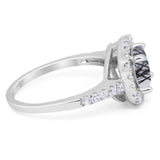 Vintage Style Round Natural Stone Halo Ring