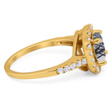 Vintage Style Round Natural Stone Halo Ring