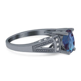 Art Deco Oval Natural Stone Wedding Ring