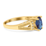 Art Deco Oval Natural Stone Wedding Ring