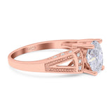 Art Deco Oval Natural Stone Wedding Ring