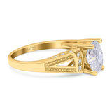 Art Deco Oval Natural Stone Wedding Ring