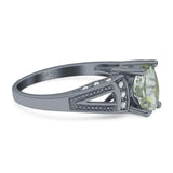 Art Deco Oval Natural Stone Wedding Ring