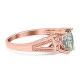 Art Deco Oval Natural Stone Wedding Ring