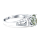 Art Deco Oval Natural Stone Wedding Ring