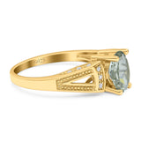 Art Deco Oval Natural Stone Wedding Ring