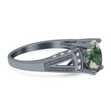 Art Deco Oval Natural Stone Wedding Ring