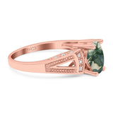 Art Deco Oval Natural Stone Wedding Ring