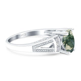 Art Deco Oval Natural Stone Wedding Ring