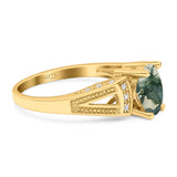 Art Deco Oval Natural Stone Wedding Ring
