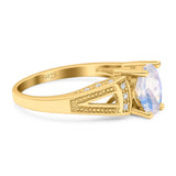 Art Deco Oval Natural Stone Wedding Ring