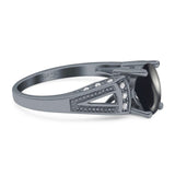 Art Deco Oval Natural Stone Wedding Ring