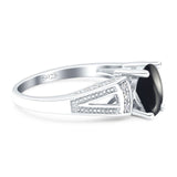 Art Deco Oval Natural Stone Wedding Ring