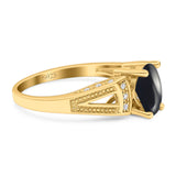 Art Deco Oval Natural Stone Wedding Ring