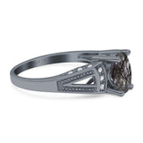 Art Deco Oval Natural Stone Wedding Ring