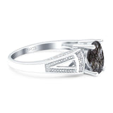 Art Deco Oval Natural Stone Wedding Ring