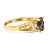 Art Deco Oval Natural Stone Wedding Ring