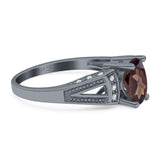 Art Deco Oval Natural Stone Wedding Ring