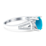 Art Deco Oval Natural Stone Wedding Ring