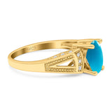 Art Deco Oval Natural Stone Wedding Ring