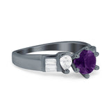 Art Deco Round Natural Stone Cocktail Ring