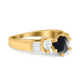 Art Deco Round Natural Stone Cocktail Ring